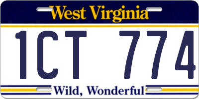 WV license plate 1CT774