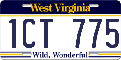 WV license plate 1CT775
