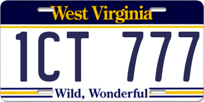 WV license plate 1CT777