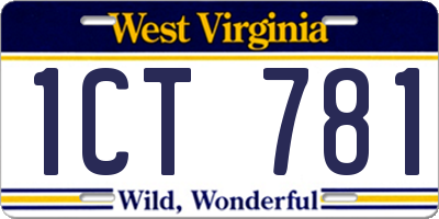 WV license plate 1CT781
