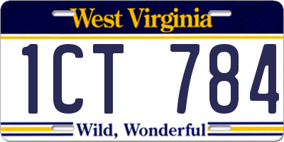 WV license plate 1CT784