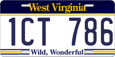 WV license plate 1CT786