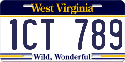 WV license plate 1CT789