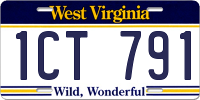 WV license plate 1CT791