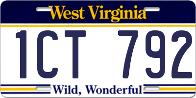 WV license plate 1CT792