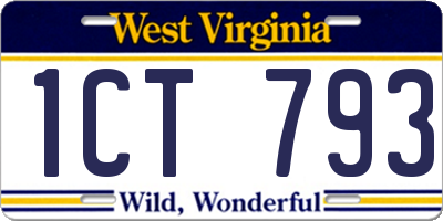 WV license plate 1CT793