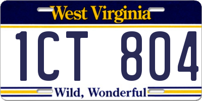 WV license plate 1CT804