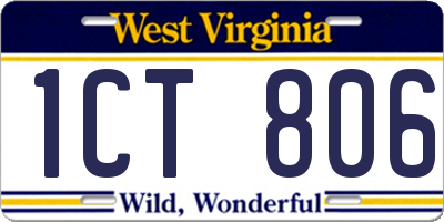 WV license plate 1CT806