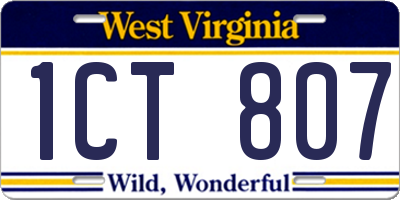 WV license plate 1CT807