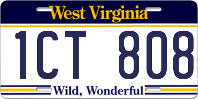 WV license plate 1CT808