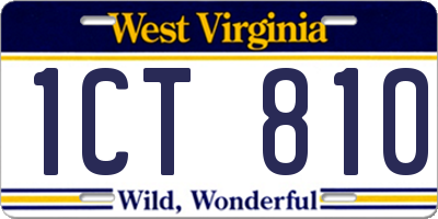 WV license plate 1CT810