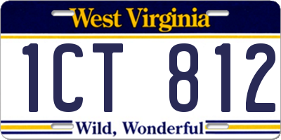 WV license plate 1CT812