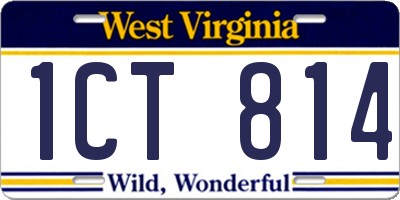 WV license plate 1CT814