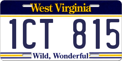 WV license plate 1CT815