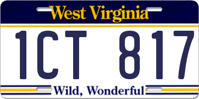 WV license plate 1CT817