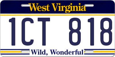 WV license plate 1CT818