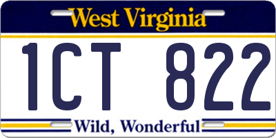 WV license plate 1CT822
