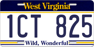 WV license plate 1CT825