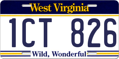 WV license plate 1CT826