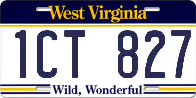 WV license plate 1CT827