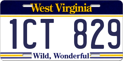 WV license plate 1CT829