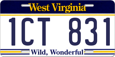 WV license plate 1CT831