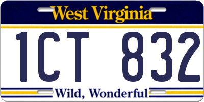 WV license plate 1CT832