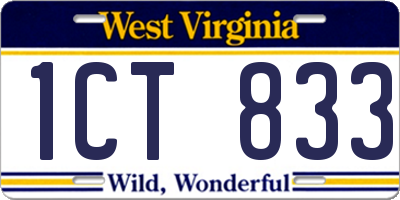 WV license plate 1CT833