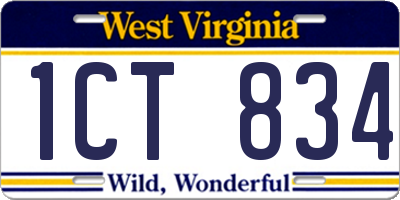 WV license plate 1CT834