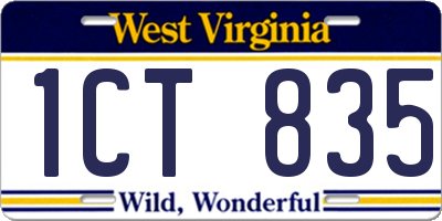 WV license plate 1CT835