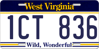 WV license plate 1CT836