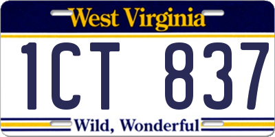 WV license plate 1CT837
