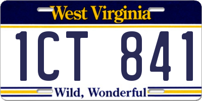 WV license plate 1CT841