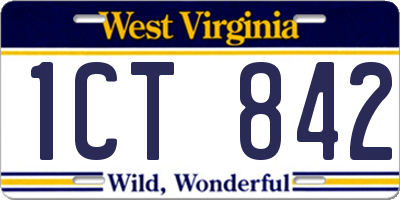 WV license plate 1CT842