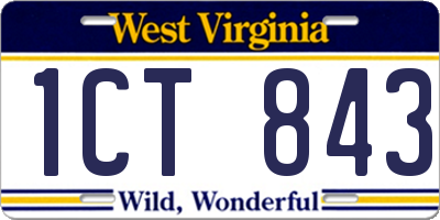 WV license plate 1CT843