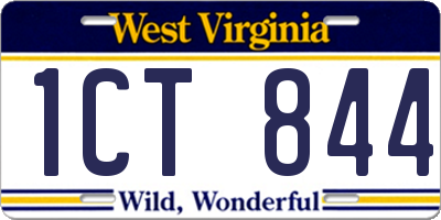 WV license plate 1CT844