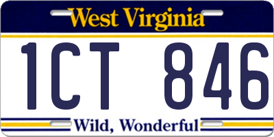 WV license plate 1CT846