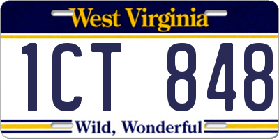 WV license plate 1CT848