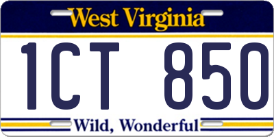 WV license plate 1CT850
