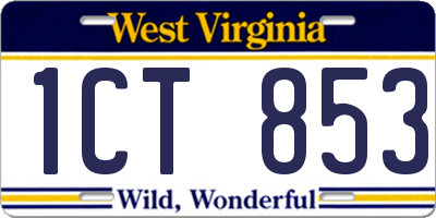 WV license plate 1CT853