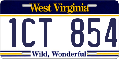 WV license plate 1CT854