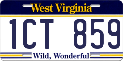 WV license plate 1CT859