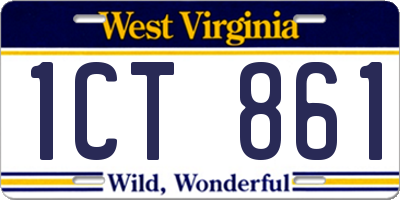 WV license plate 1CT861
