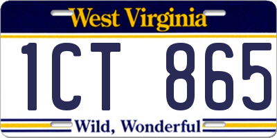 WV license plate 1CT865