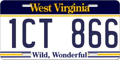 WV license plate 1CT866