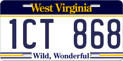 WV license plate 1CT868