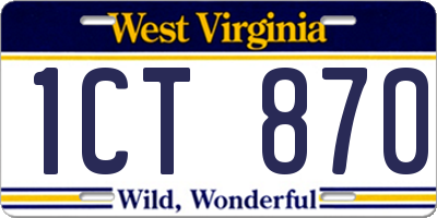 WV license plate 1CT870