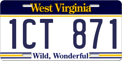 WV license plate 1CT871