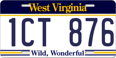 WV license plate 1CT876