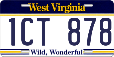 WV license plate 1CT878
